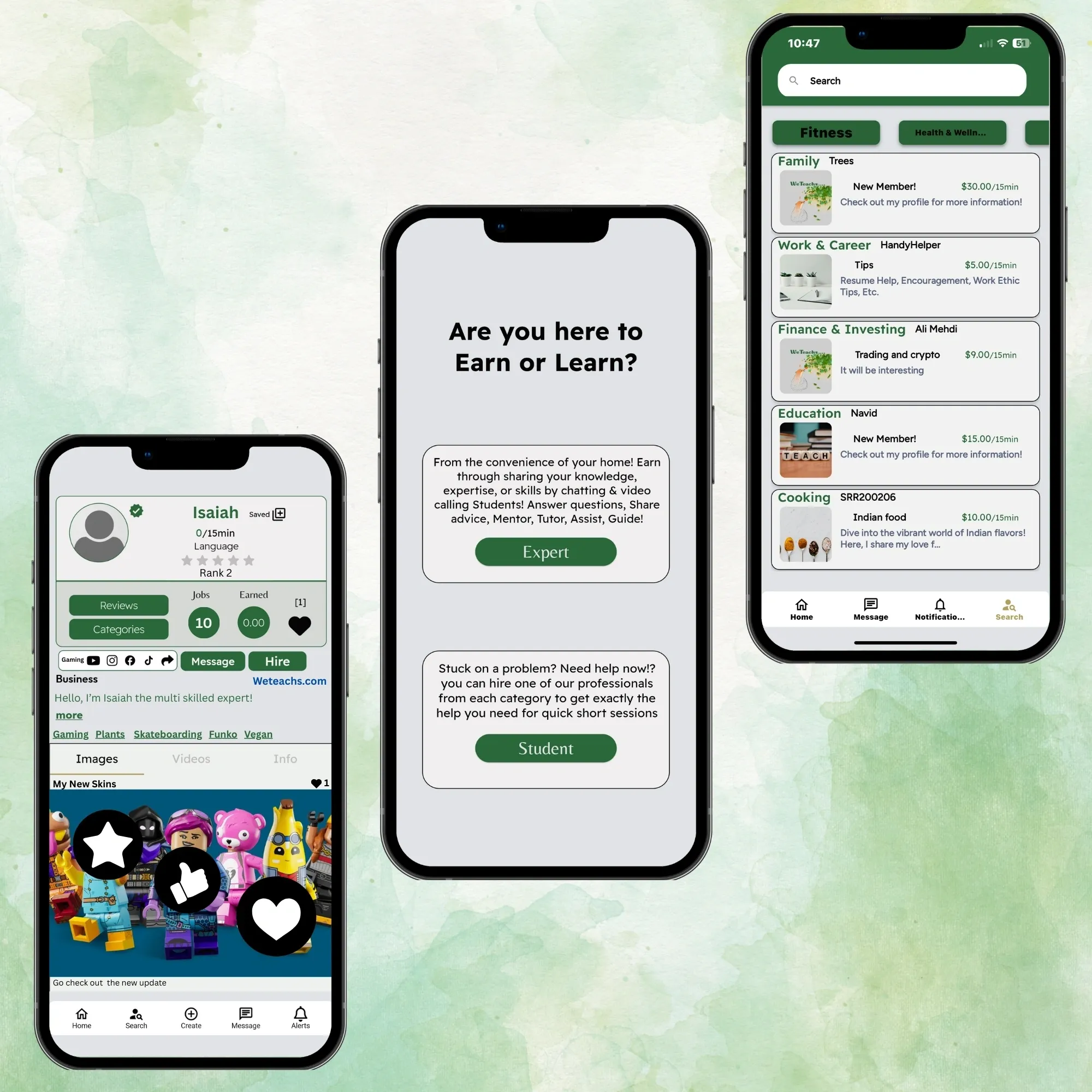 WeTeachs Profile Screen